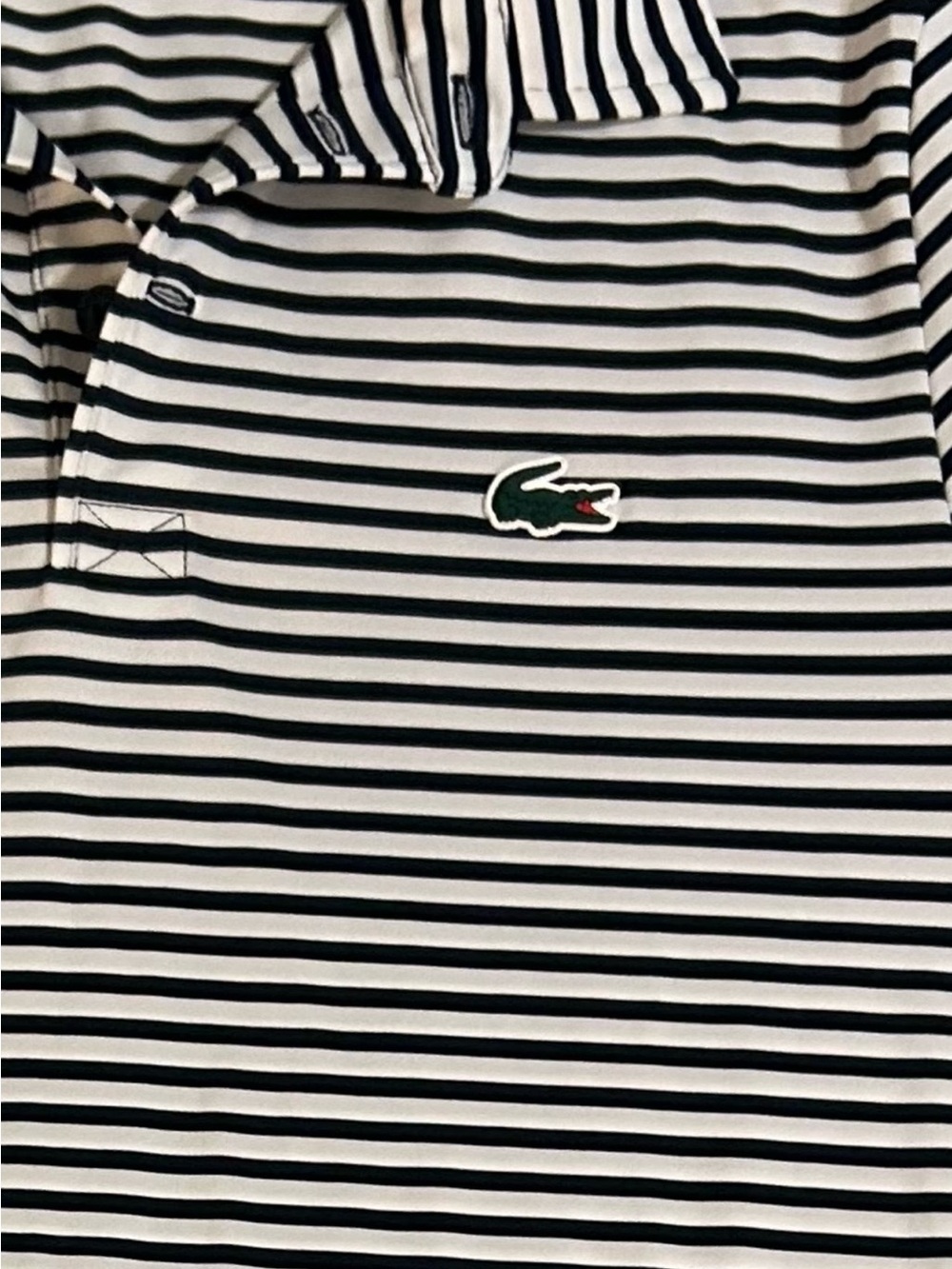 Lacoste Sport Men’s Black & White Striped Performance Polo Regular Fit NWOT S